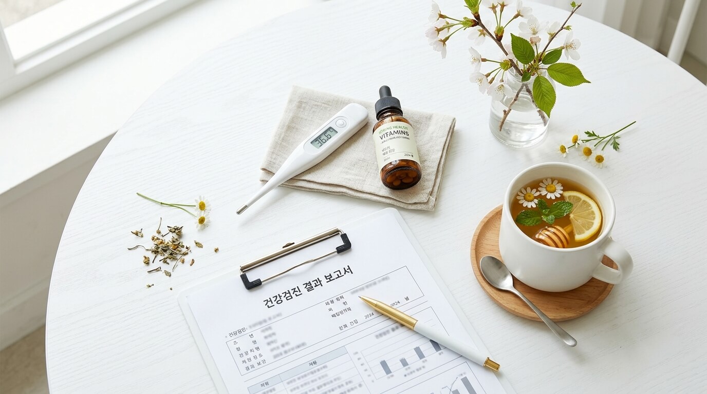 2026년 짝수해 국가건강검진 예약과 아이 봄 환절기 알레르기 건강 관리를 준비하는 모습