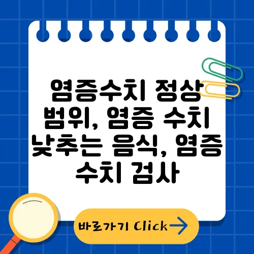 염증수치 정상 범위, 염증 수치 낮추는 음식, 염증 수치 검사