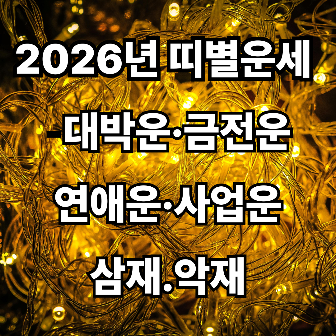 2026년 띠별 운세 -대박운·금전운·연애운·사업운·삼재까지 한눈에