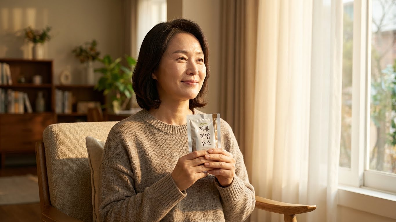 갱년기 안면홍조와 불면증 완화에 도움을 주는 칡즙, 식물성 에스트로겐이 풍부한 중년 여성 영양제.