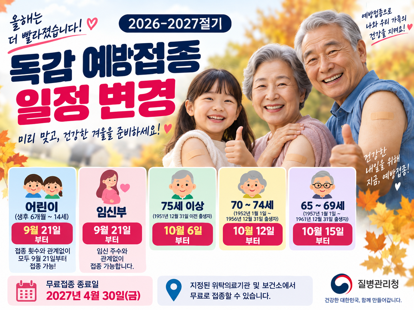 2026 독감 예방접종 일정변경