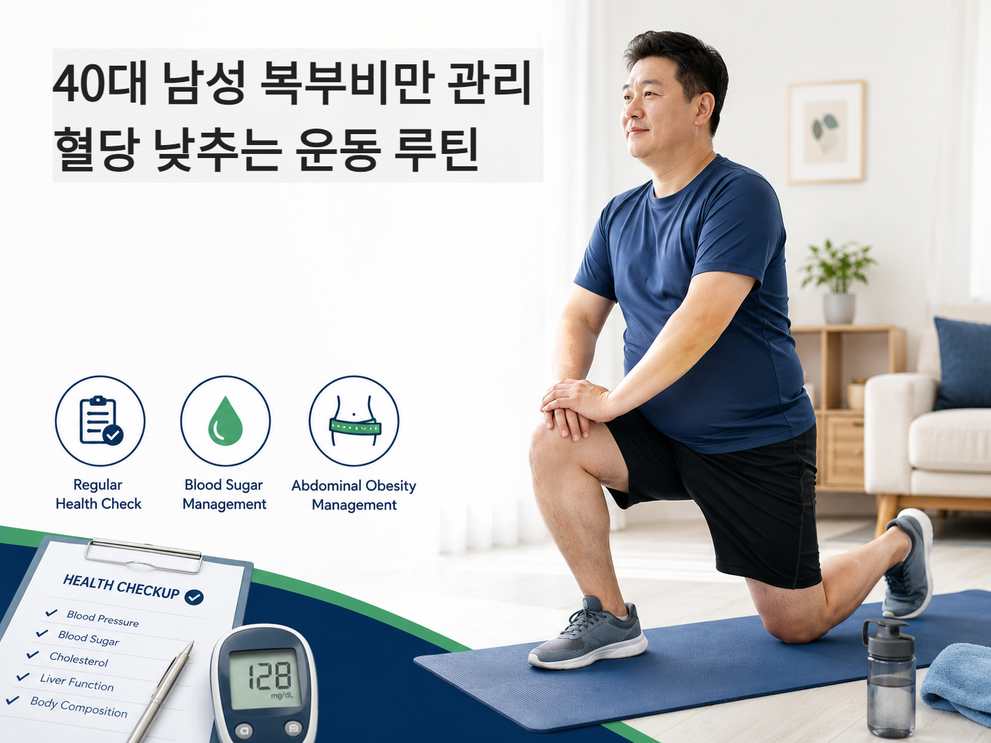 40대 남성 복부비만 줄이는 운동과 혈당 관리 방법