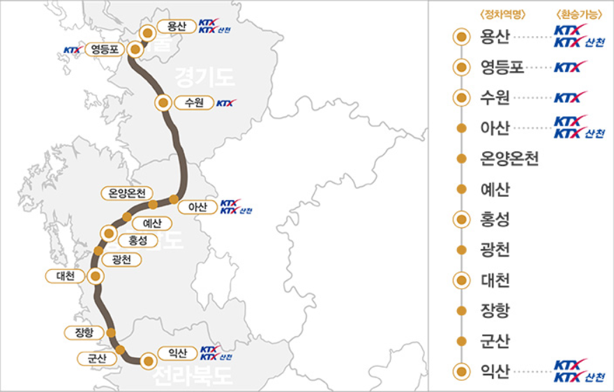 서해금빛열차-용상에서-익산까지-노선도-이미지
