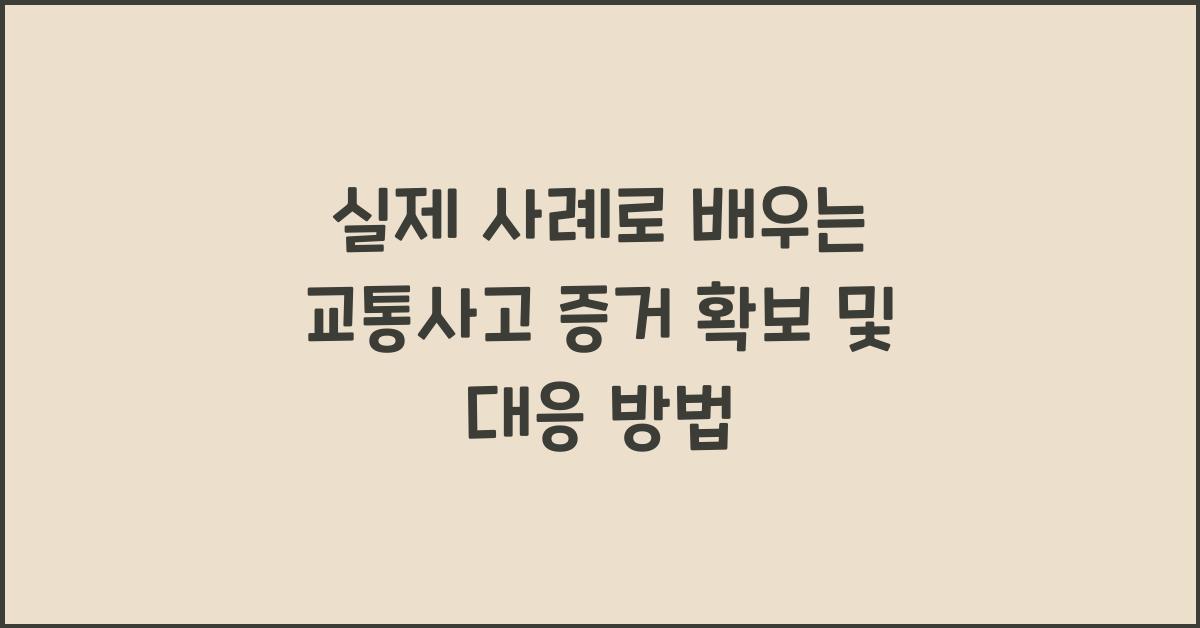 실제 사례로 배우는 교통사고 증거 확보