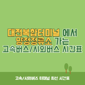 대전복합터미널에서 양정정류소 가는 시외버스 시간표 최신정보