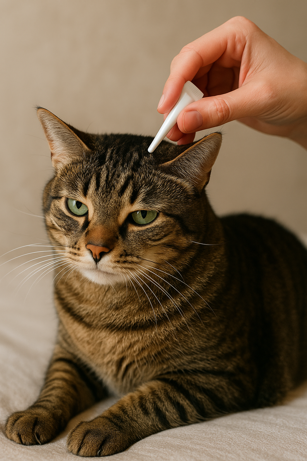 심장사상충약을 바르고 있는 고양이