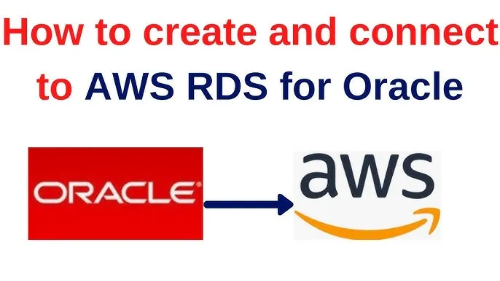 "Oracle 데이터베이스를 AWS RDS에 생성하고 연결하는 방법을 설명하는 이미지. Oracle과 AWS 로고가 포함됨