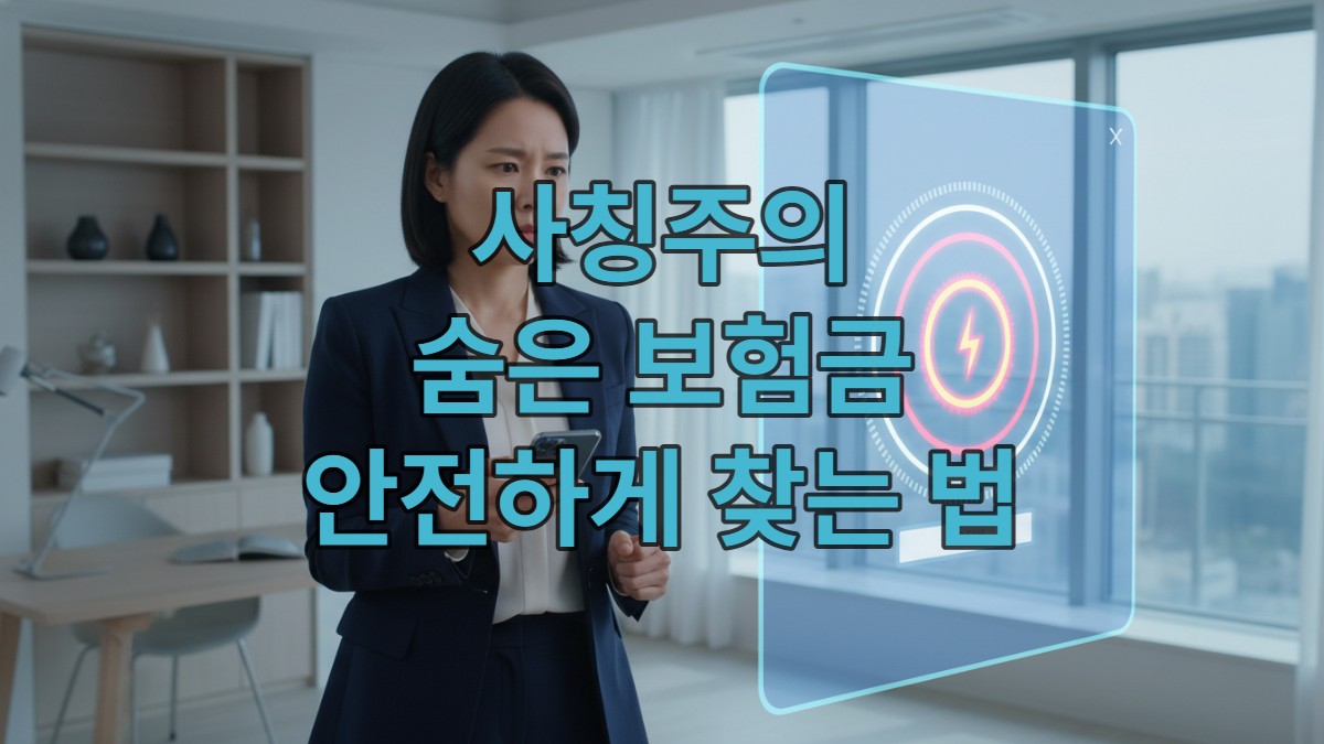 스마트폰을 들고 있는 한국인 여성이 '내보험찾아줌' 사칭 위험에 대한 경각심을 가지고 안전하게 숨은 보험금을 조회하려는 모습.