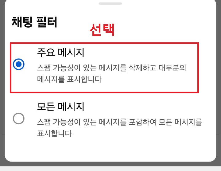 주요 메시지 선택함