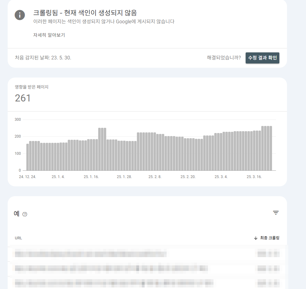 크롤링됨 - 현재 색인이 생성되지 않음