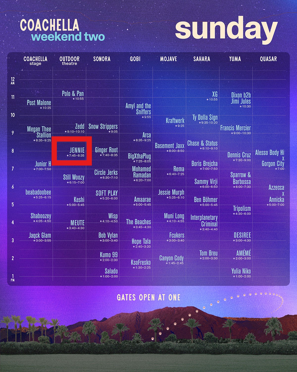 2025 제니 코첼라 공연시간 정리