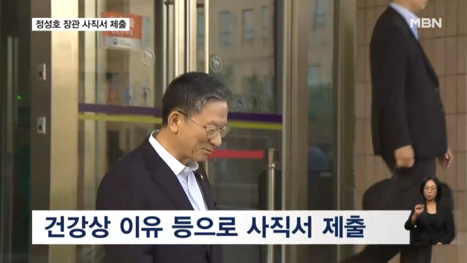 정성호 법무부 장관 사직서 제출