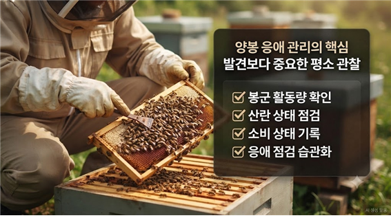 응애 발생 여부를 점검하는 장면