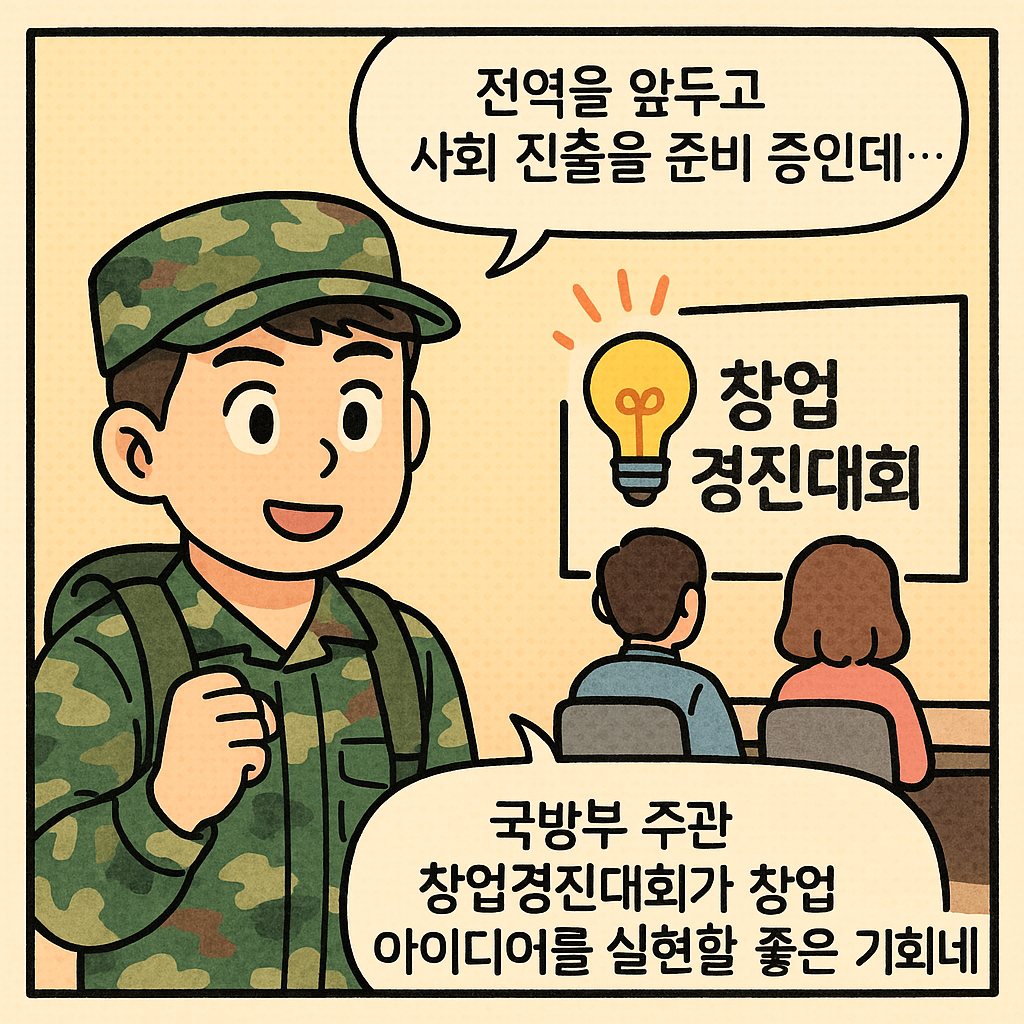 군복무중 창업경진대회로 사회지출을 앞당겨.