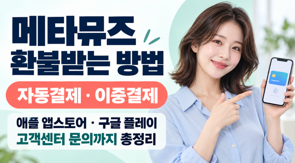 메타뮤즈 환불받는 방법｜자동결제 환불&middot;이중결제&middot;앱스토어&middot;구글 플레이&middot;고객센터 총정리