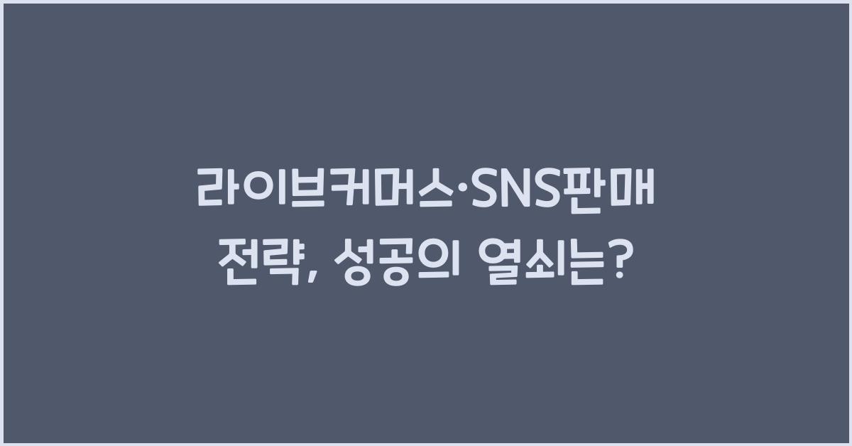 라이브커머스·SNS판매전략