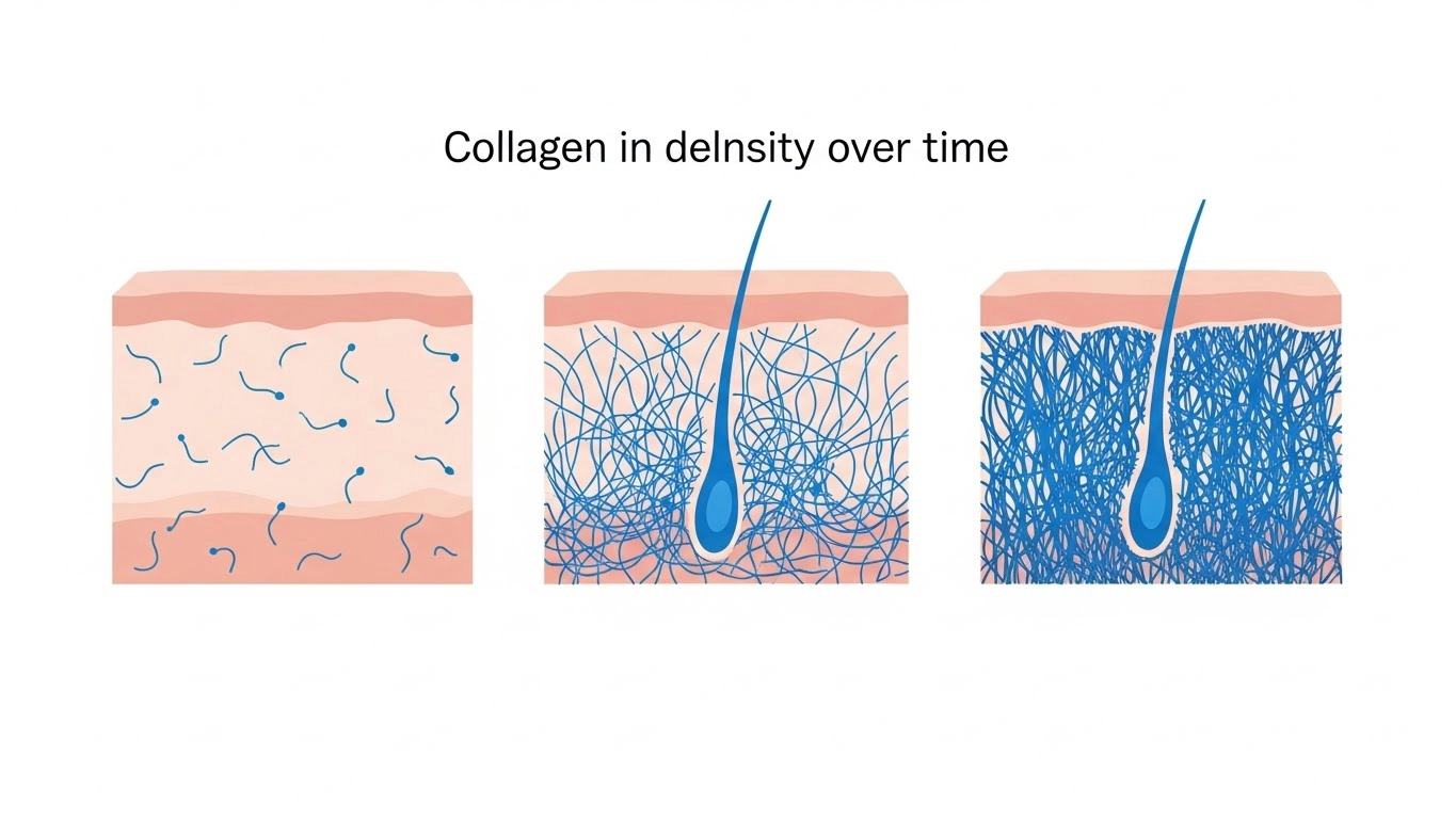 써마지&middot;울쎄라&middot;실리프팅의 작용 깊이 차이를 도식화한 그림