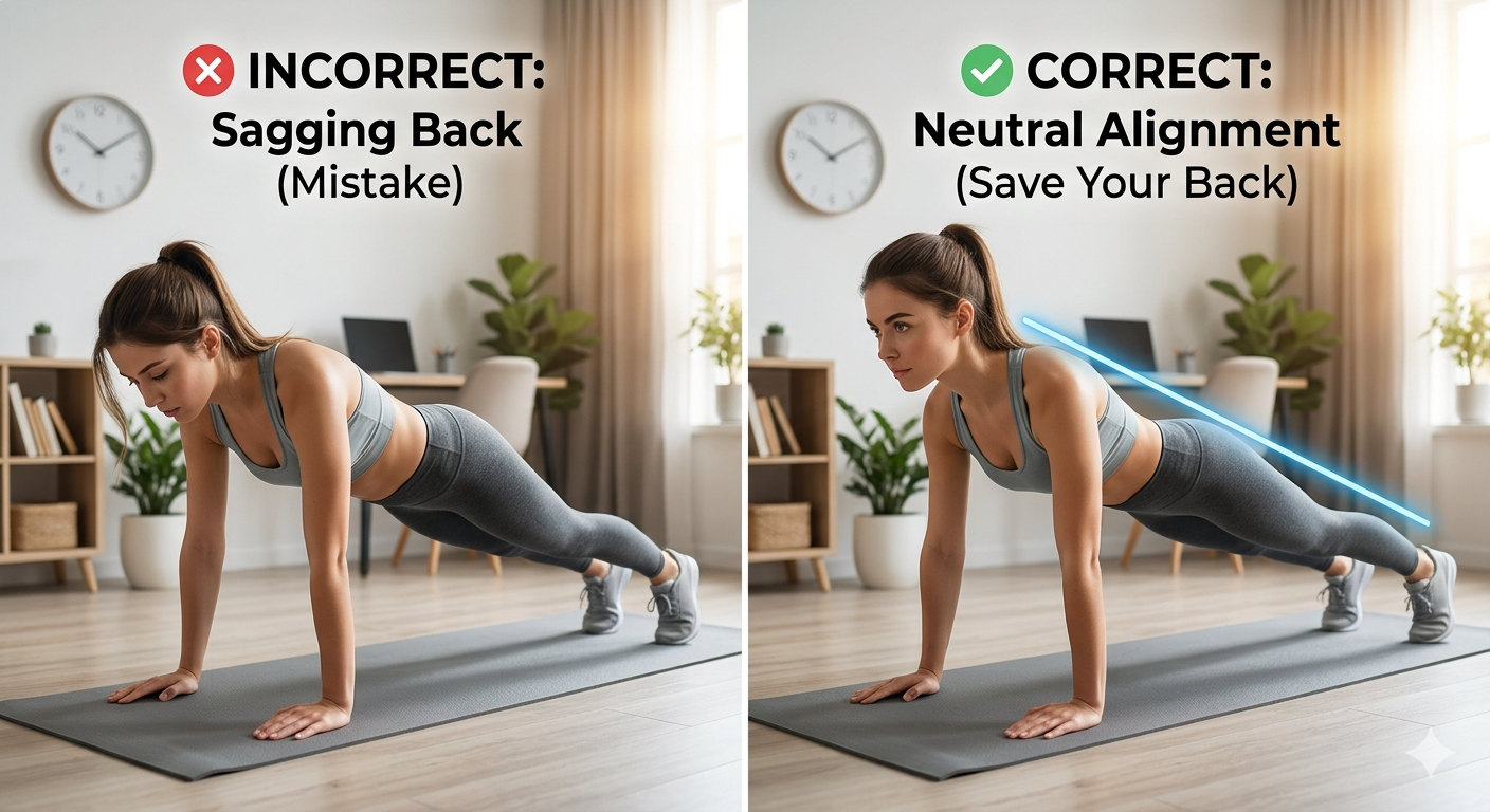 프랭크 운동시 잘못된 자세와 올바른 자세