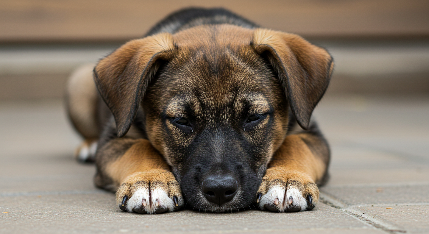 졸려서 엎드려있는 새끼강아지