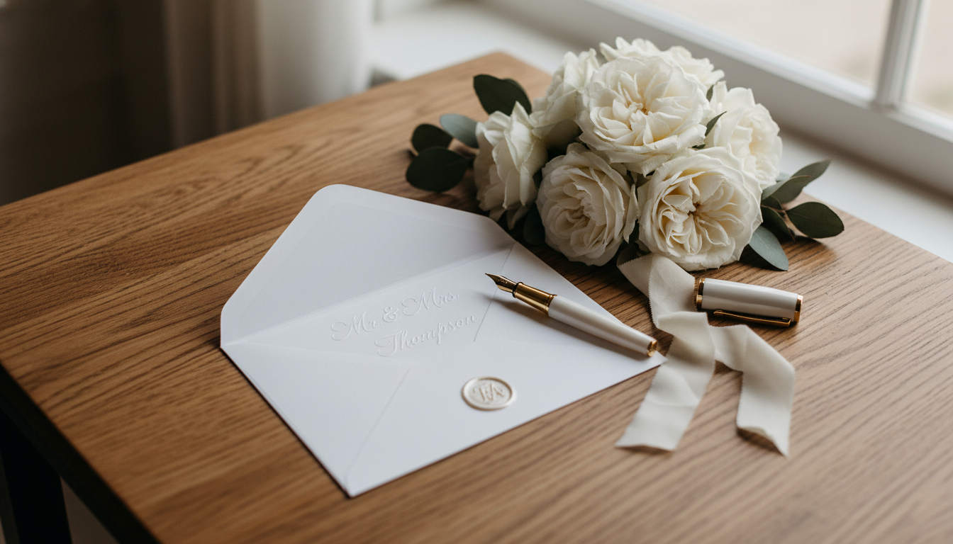 2026년 축의금 기준과 센스있는 봉투 작성법을 상징하는 흰색 봉투와 장미꽃