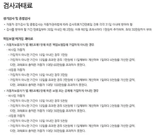 자동차 검사 과태료