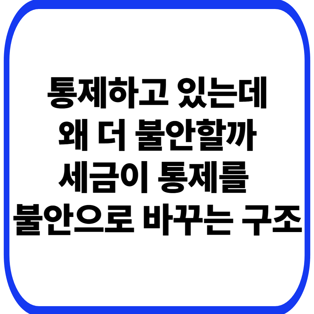 세금과 통제의 착각: 통제할수록 왜 불안이 커지는가