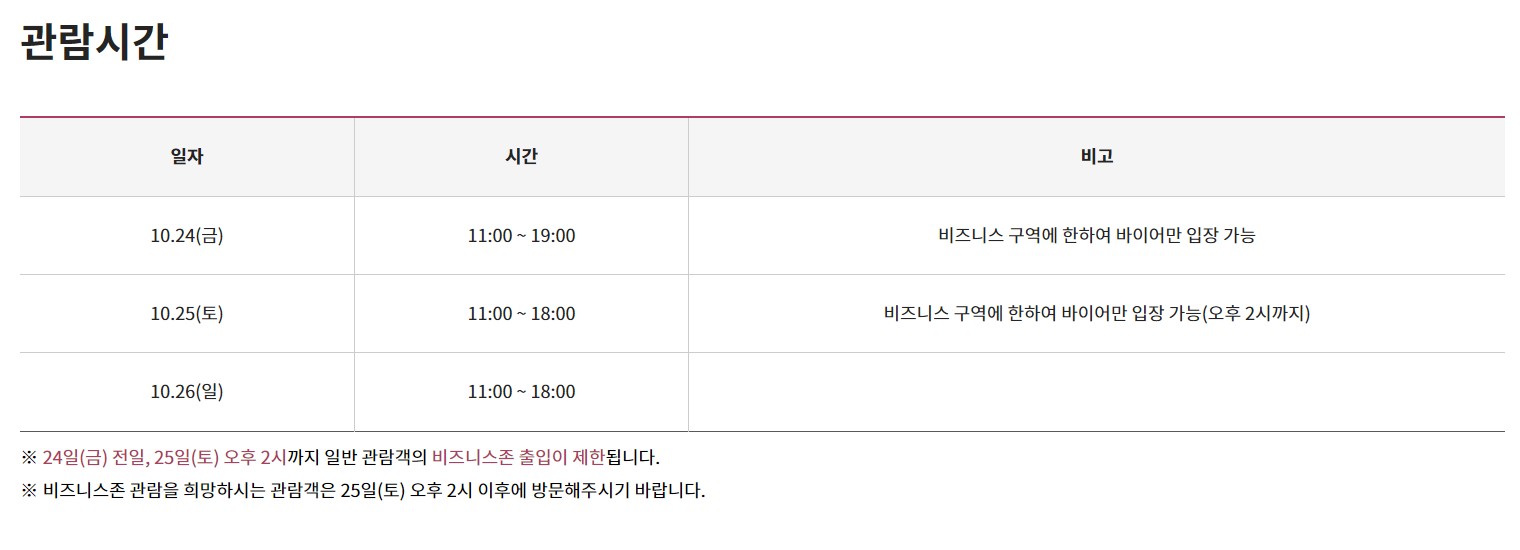 25년 대전국제와인 엑스포 관람시간