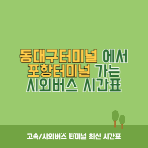동대구터미널에서 포항터미널 가는 시외버스 시간표 최신정보