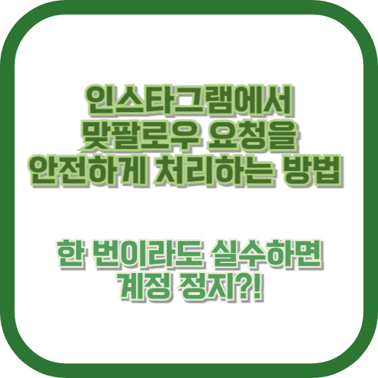 인스타그램에서 맞팔로우 요청을 안전하게 처리하는 방법&quot; – 한 번이라도 실수하면 계정 정지?!