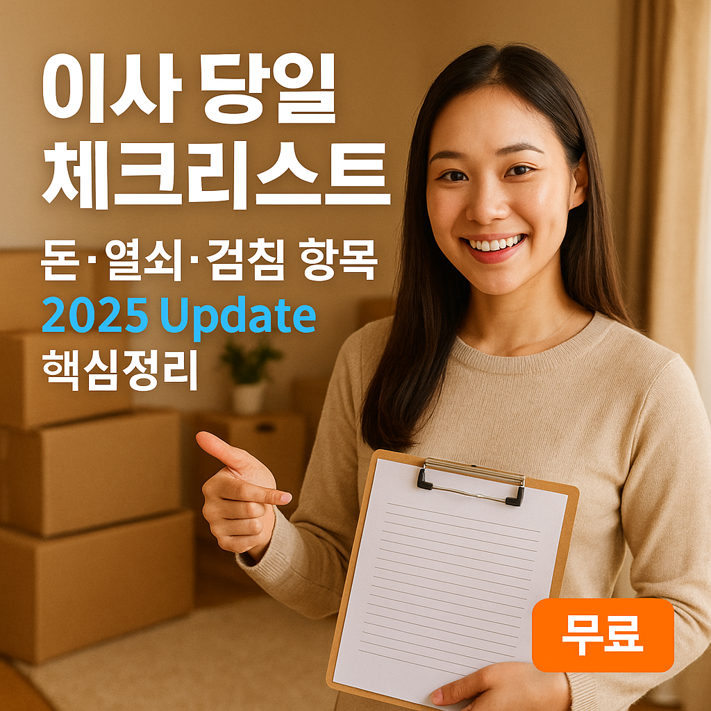 이사 당일 체크리스트 ｜ 돈&middot;열쇠&middot;검침 항목 2025 Update 핵심정리