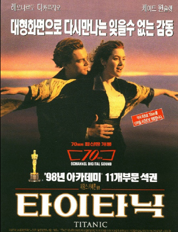 남여가 뱃머리에 양팔을 벌리고 서있는모습