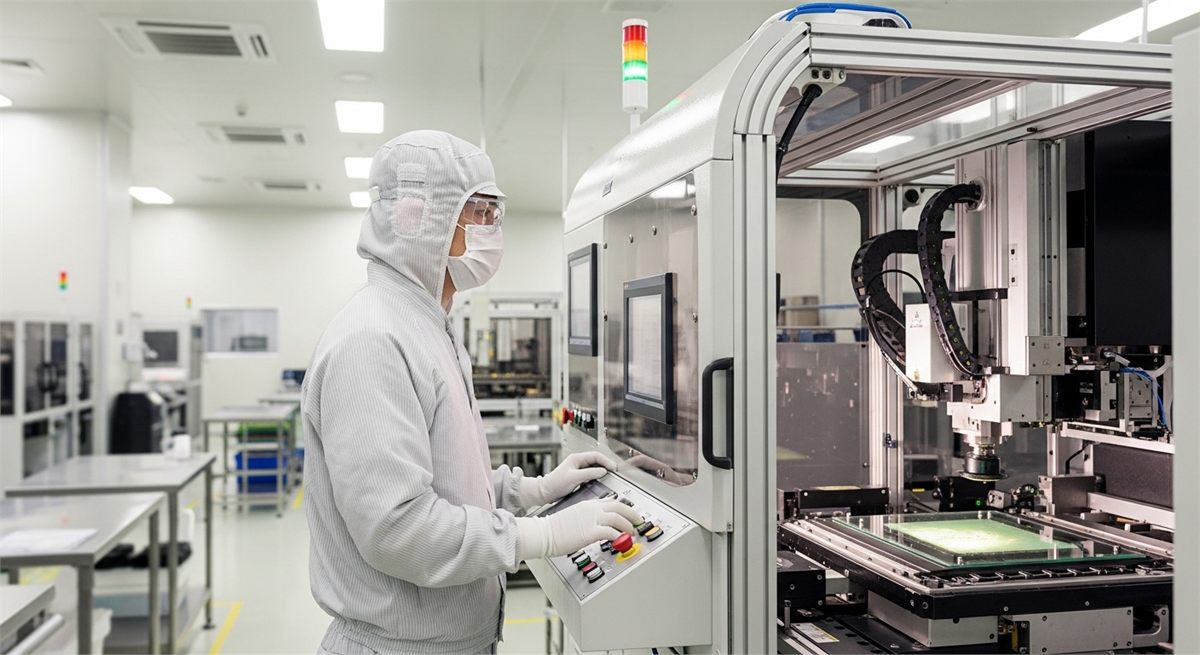 TGV 가공 장비를 운용하는 반도체 공정 현장 모습 