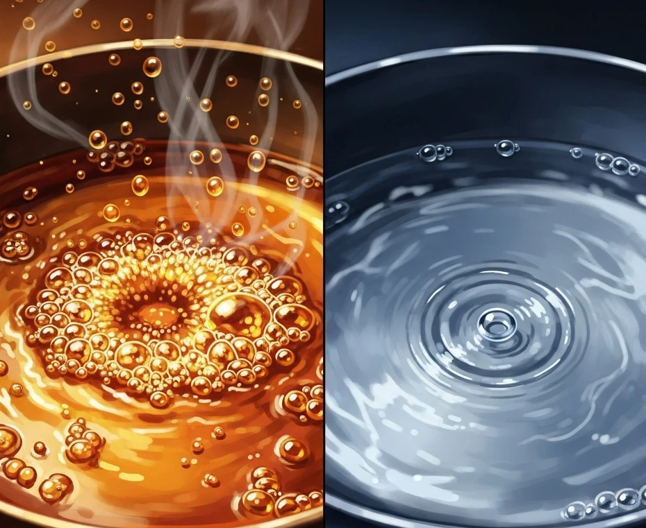 기름이 물보다 뜨거운 상태