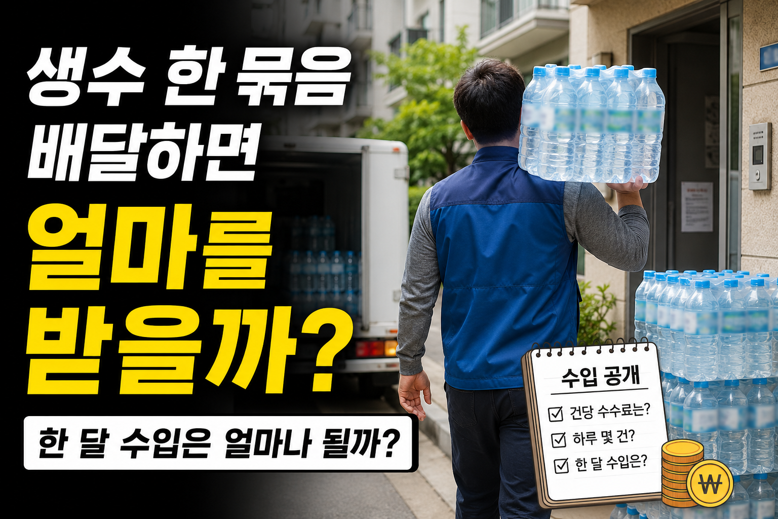 생수 배달 기사 한 달 수입과 건당 수수료 구조