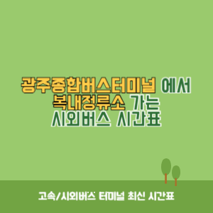 광주종합버스터미널에서 복내정류소 가는 시외버스 시간표 최신정보