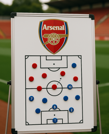 벵거감독이 작전판을 이용해 전술 지시하는 작전판