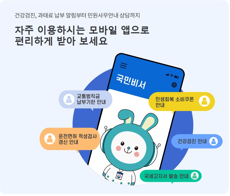 국민비서에서 받을 수 있는 다양한 알림 서비스 소개