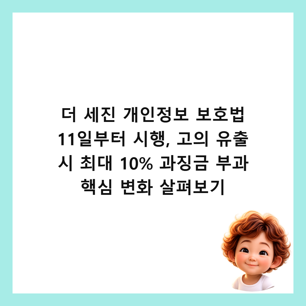 더 세진 개인정보 보호법 11일부터 시행, 고의 유출 시 최대 10% 과징금 부과 핵심 변화 살펴보기 썸네일