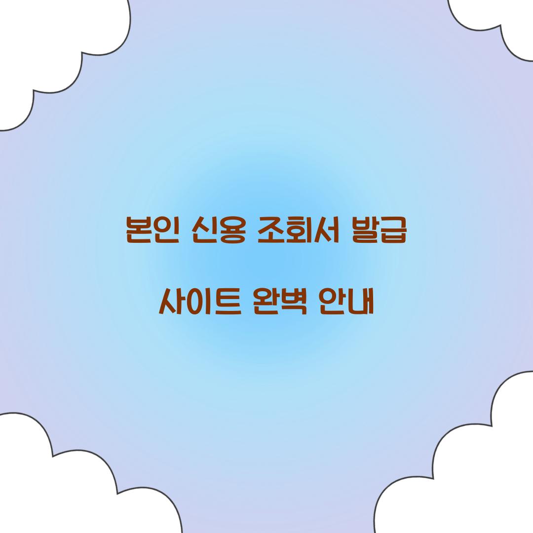 본인 신용 조회서 발급 사이트