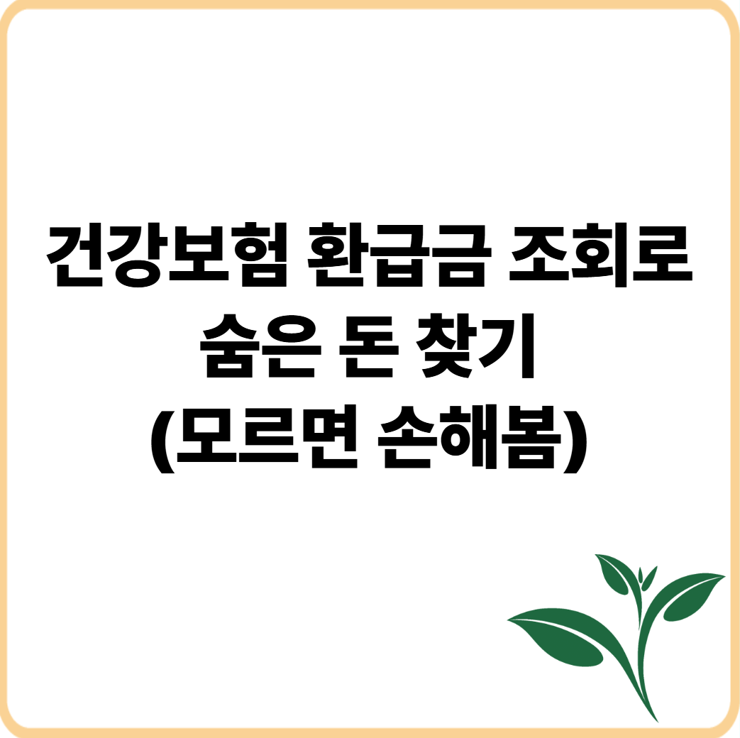 건강보험 환급금 조호로 숨은 돈 찾기