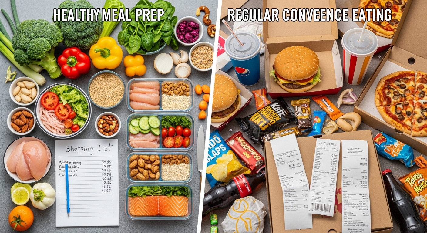 건강식단과 배드탄수가 주인 불량 식단의 비교샷