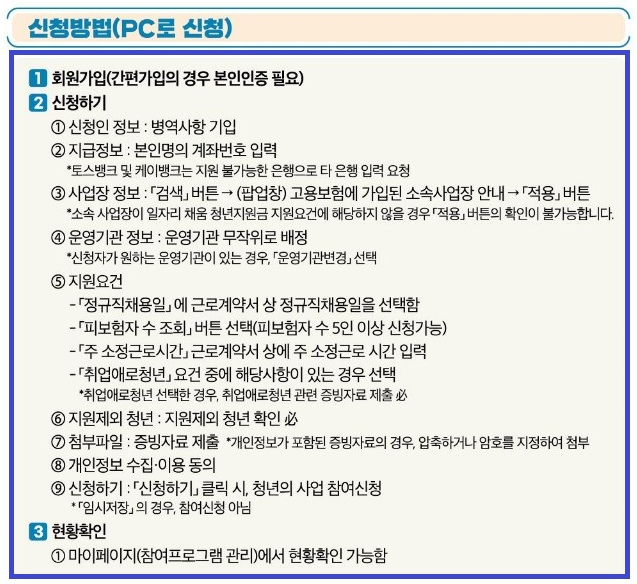 일자리 채움 청년지원금 신청방법 안내