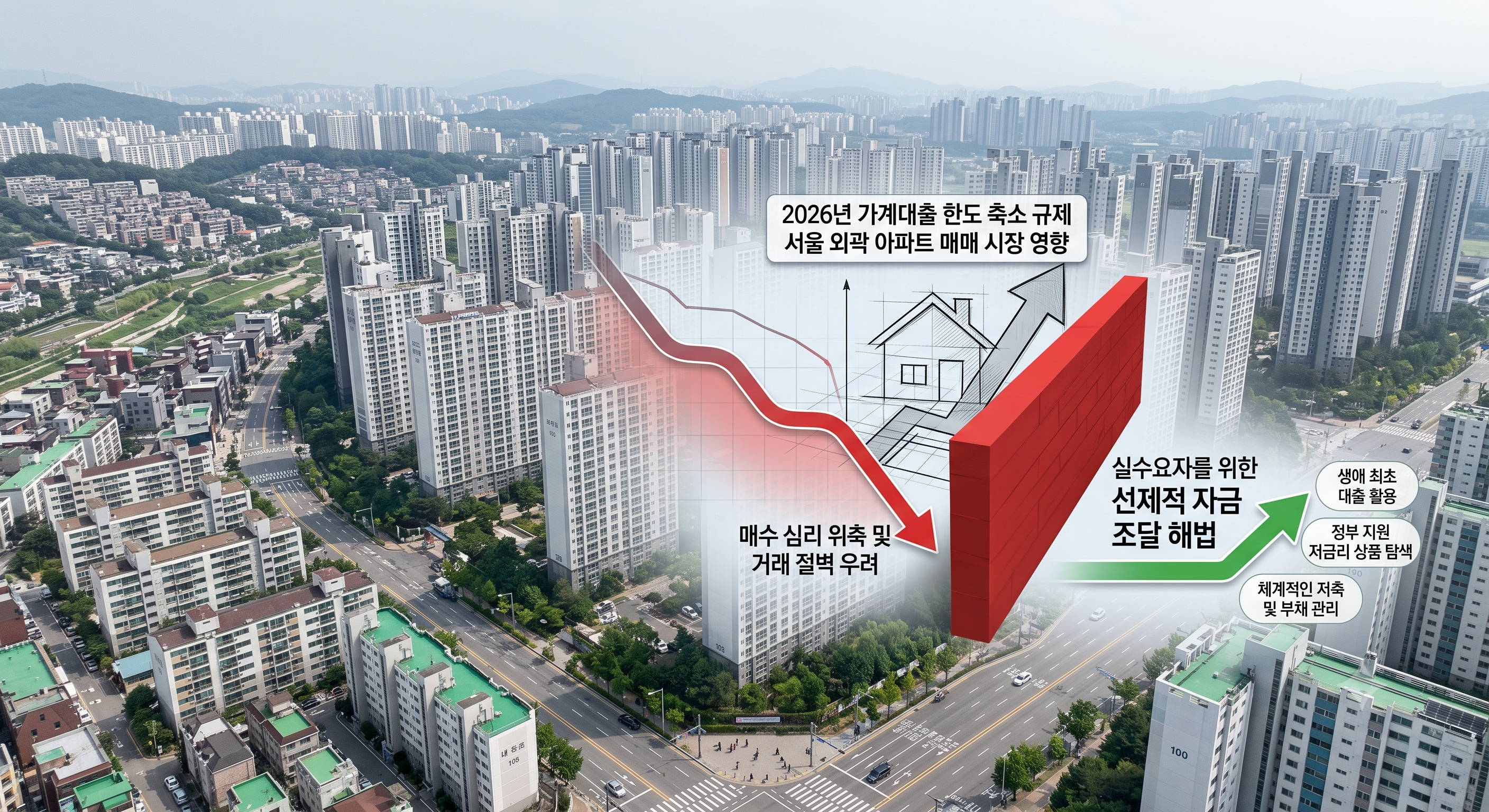 2026년 가계대출 한도 축소 규제가 서울 외곽 아파트 매매 시장에 미치는 영향과 실수요자를 위한 선제적 자금 조달 해법