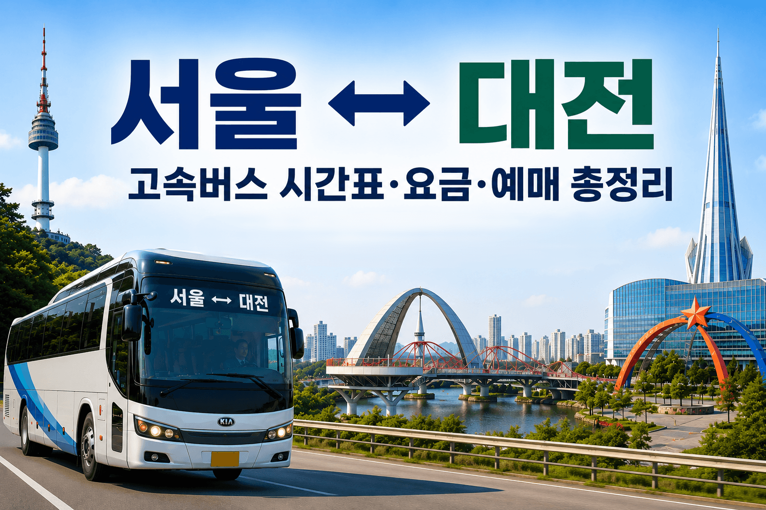 서울과 대전의 왕복 고속버스