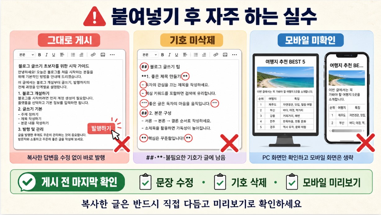 블로그 붙여넣기 후 3대 실수