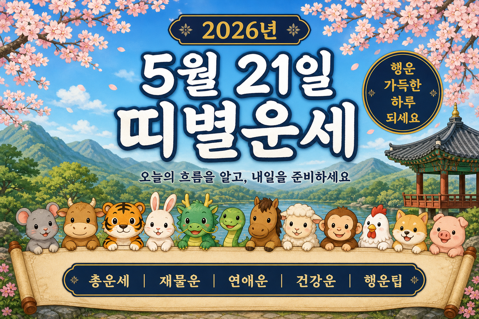 2026년 5월 21일 띠별운세 무료 보기 만세력 2D 이미지