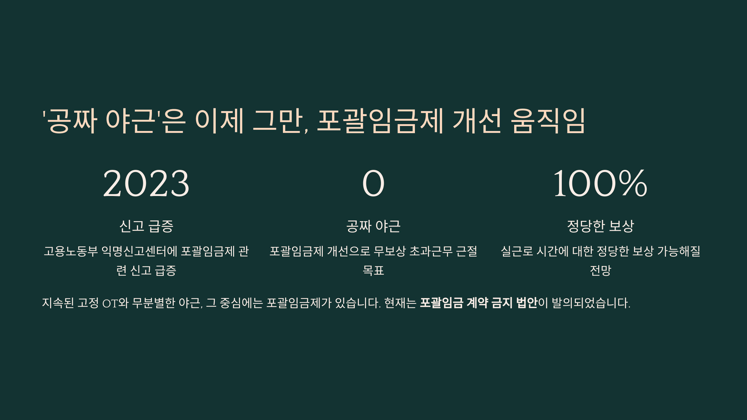 ‘공짜 야근’은 이제 그만, 포괄임금제 개선 움직임
