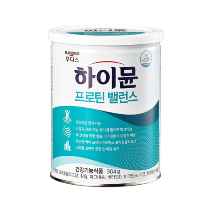 일동-후디스-하이문-프로틴-밸런스-단백질-한통이-바닥에-비치된-모습