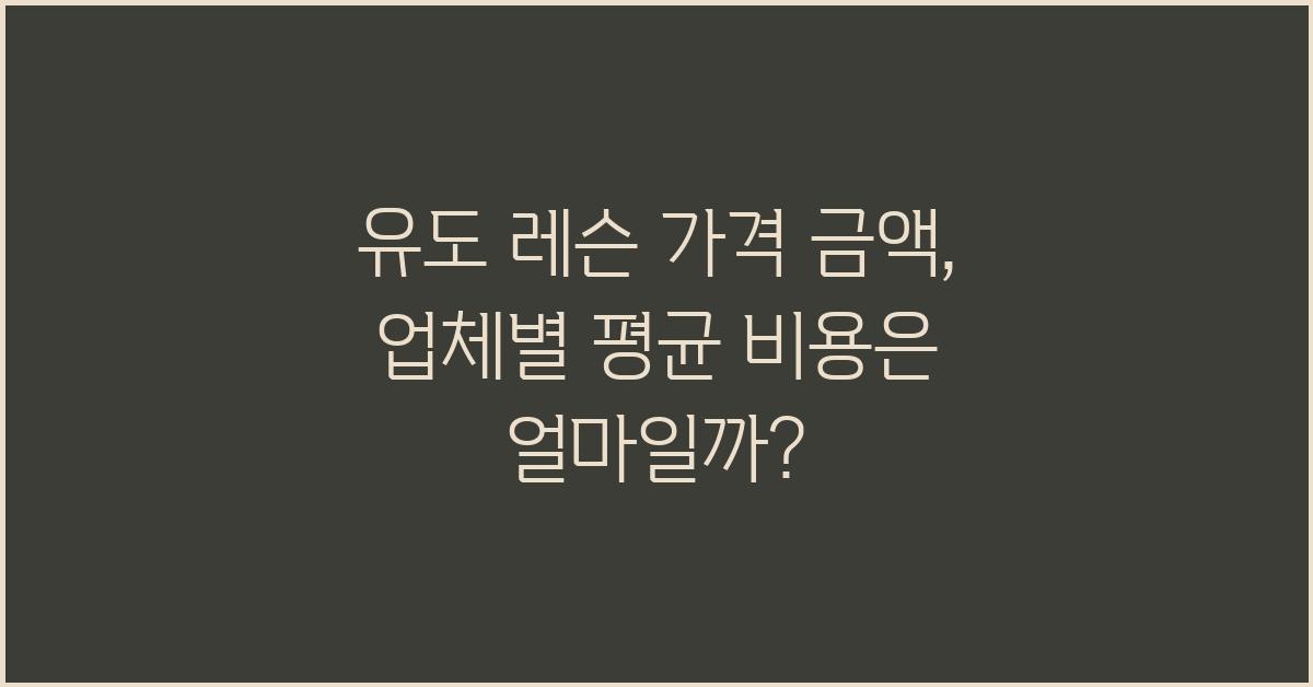 유도 레슨 가격 금액 업체 평균 비용