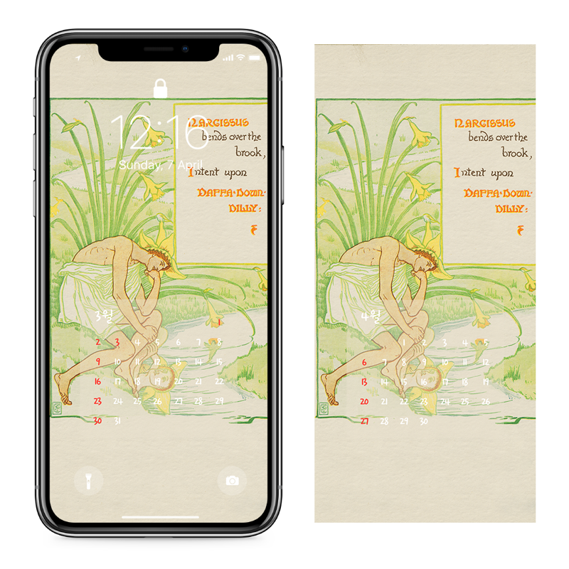13 나르키소스와 수선화 AB - 2025년3월 아이폰달력배경화면